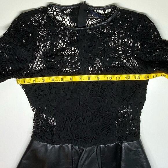 EUC | Zara Woman | Lace Leather Peplum Dress | Black | XS - Picture 9 of 16